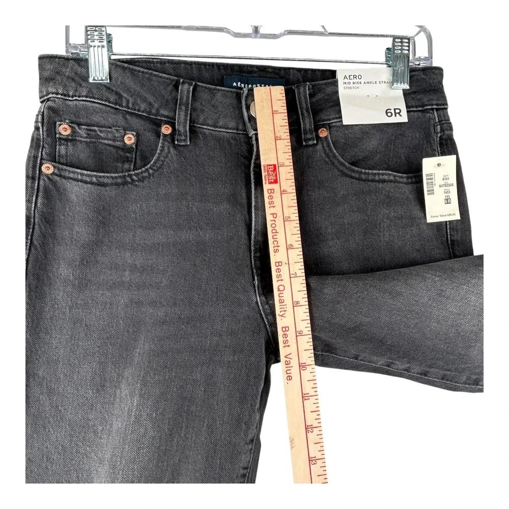 Aeropostale‎ Mid Rise Ankle Straight Stretch Womens Size 6R Jeans Gray Wash
